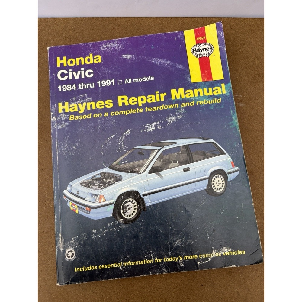 Vintage Haynes Auto Repair Manual Honda Civic and‎ CRX 1984-1991